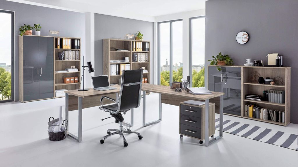 Büromöbel-Set TABOR PRO 7 in Eiche Sonoma / anthrazit Produktbild 