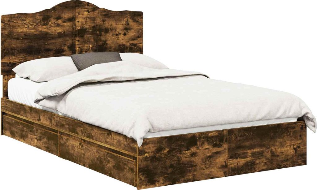 vidaXL Aufbewahrungsbett Geräucherte Eiche 120 x 200 cm Holzwerkstoff
