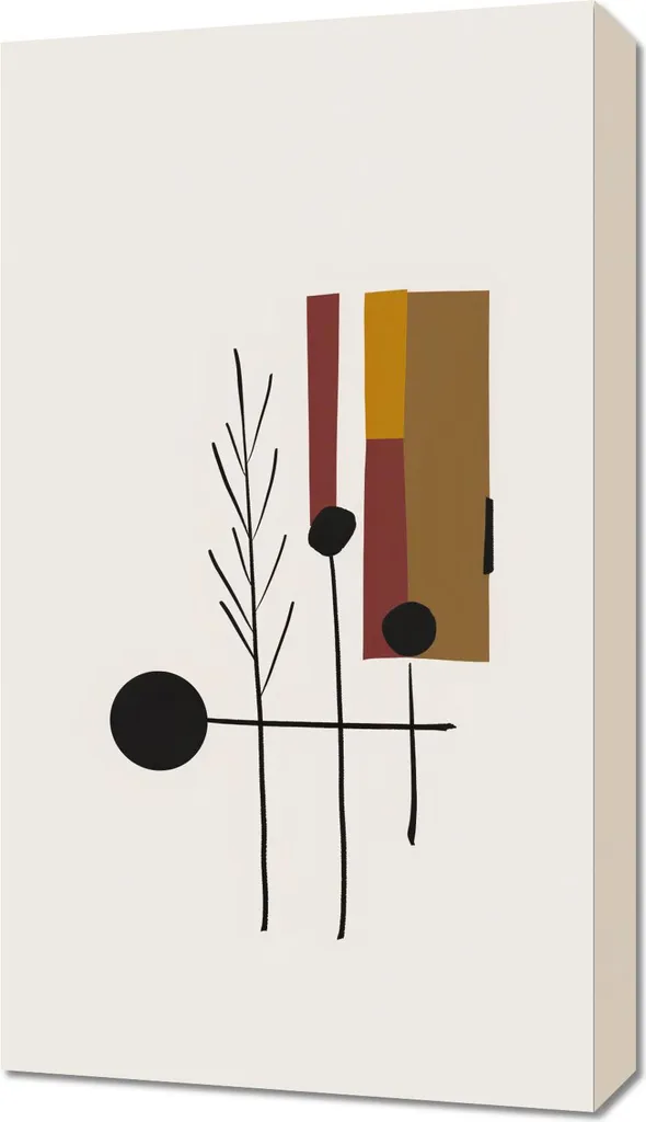 Quadro Nero Rami Lineari 40x70 cm - Arte Murale Contemporanea