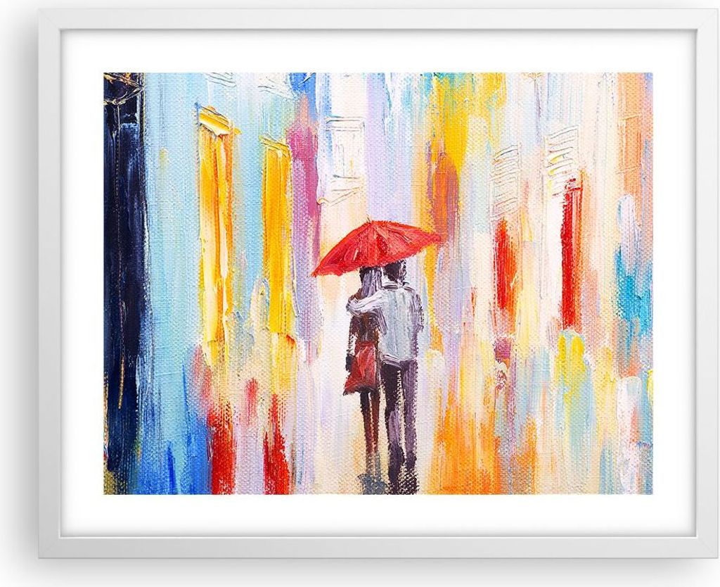 Gerahmtes Poster - Weißer Rahmen - Liebhaber Regenschirm - 50x40 cm - Wand Bild - Wanddeko - Wandbilder - Kunstposter - Wandposter - Bilderrahmen ...