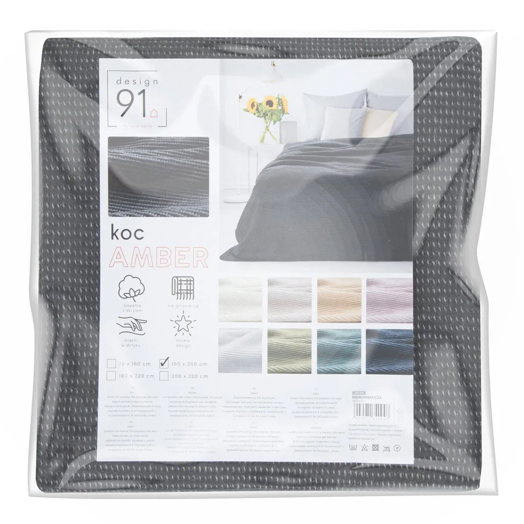 Couvre-lit 200x220 Noir Ambre Idéal pour Décorer et Protéger votre Chambre