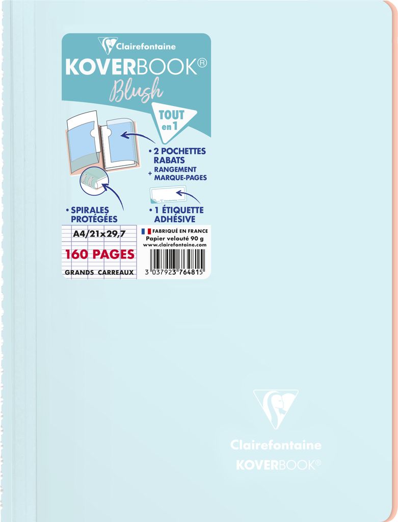 Clairefontaine 5x Spiralbuch A4, 80 Blatt französische Lineatur Sortiert 376481C