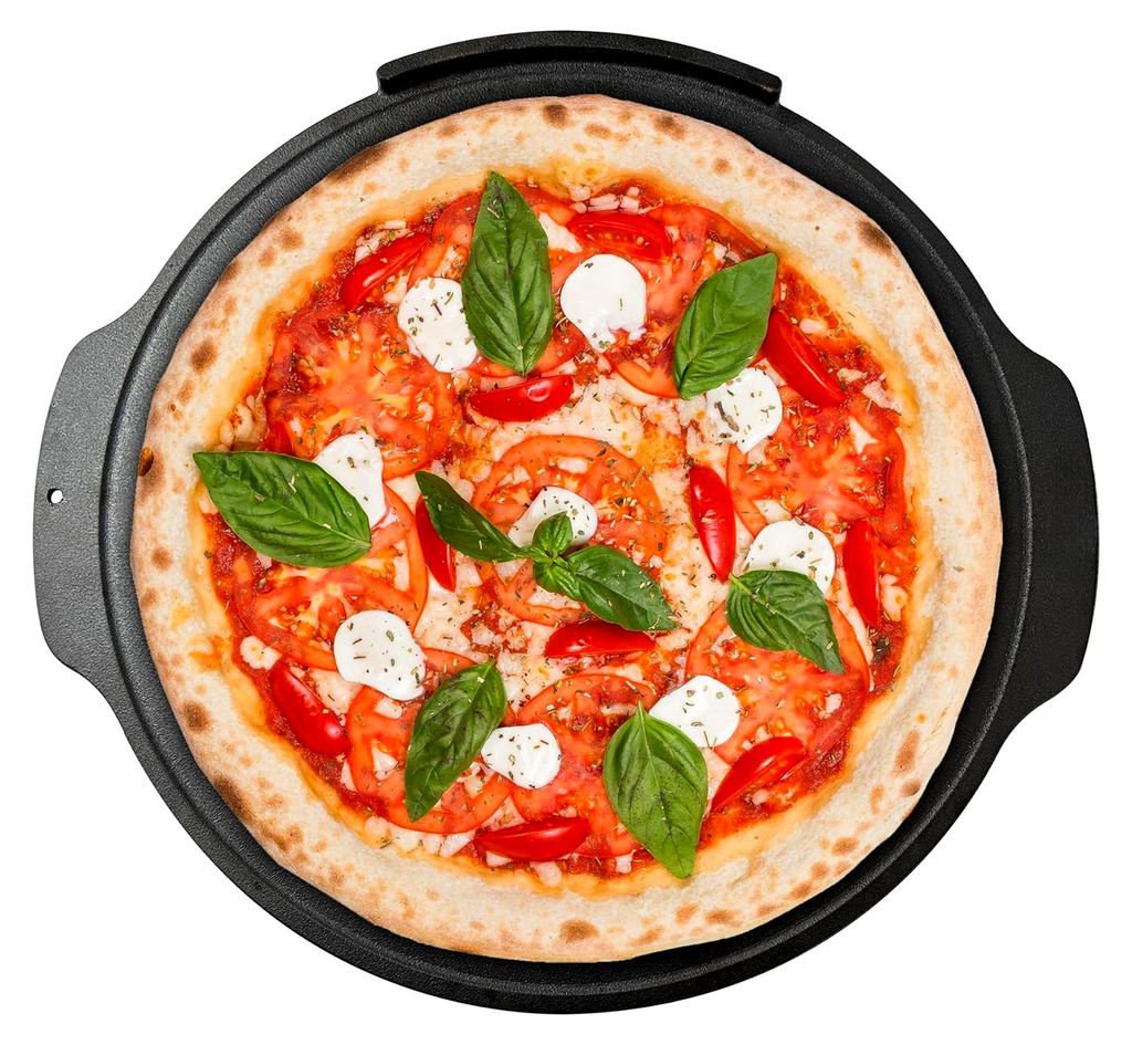 Pizzablech aus Gusseisen, 45,7 cm, Pizzastein für Ofen und Grill