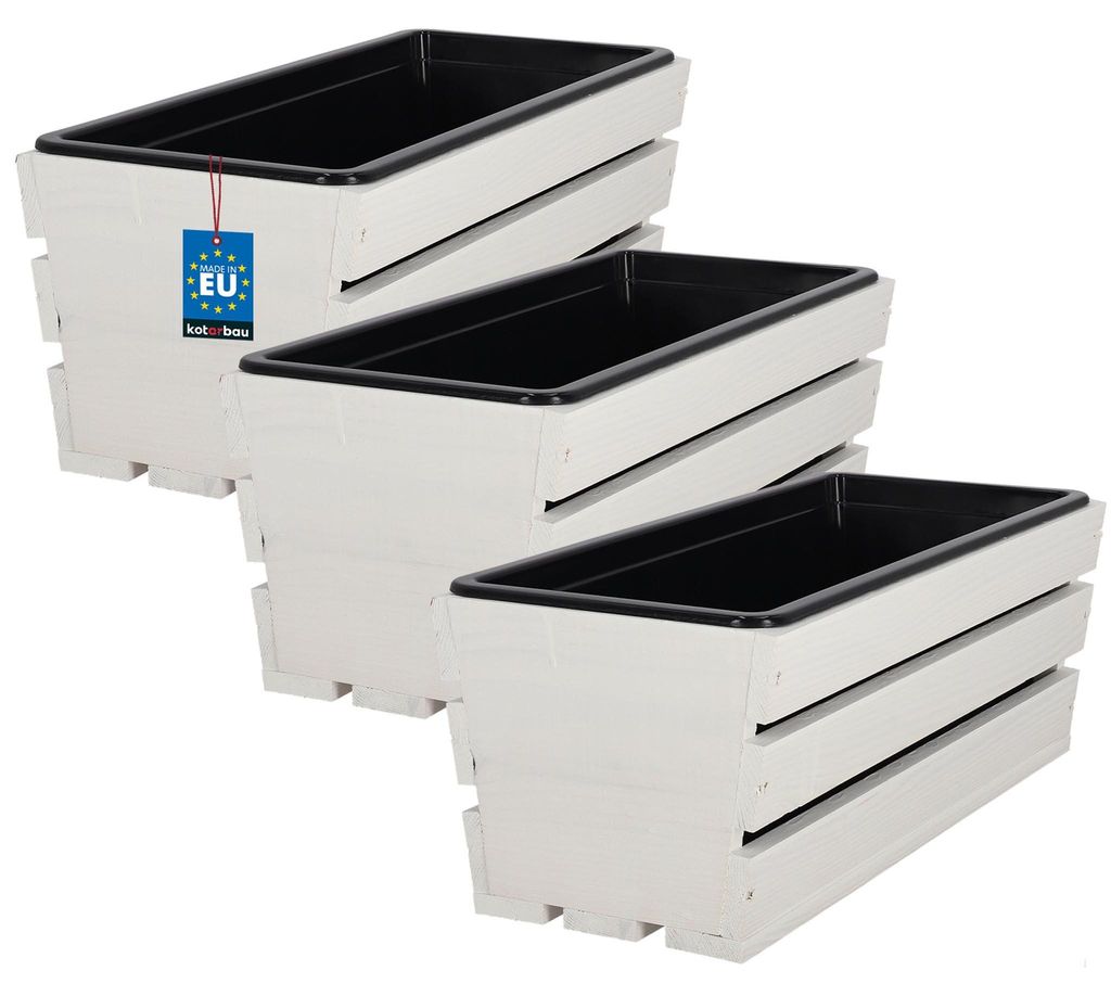 KOTARBAU® 3er Set Blumenkasten für Balkon 40x18x15cm Produktbild 