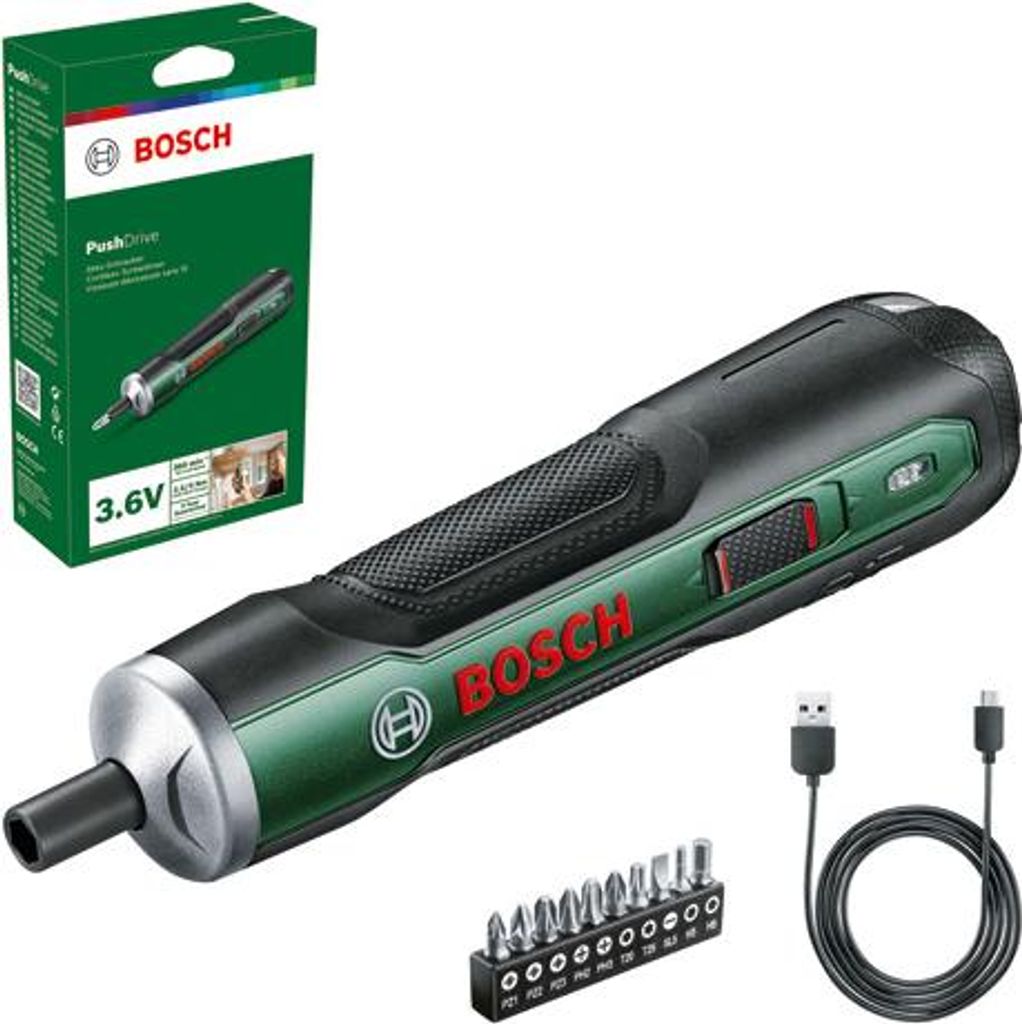 Akku-Schrauber PushDrive, 10x Standard-Schrauberbits Produktbild 