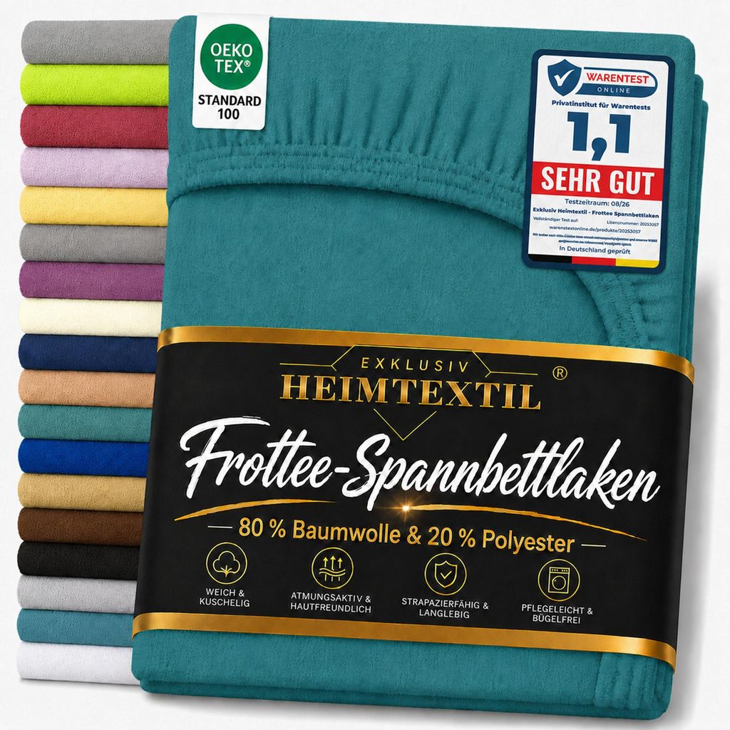 Frottee Marke Spannbettlaken 90 - 100 x 200 cm Petrol Produktbild 