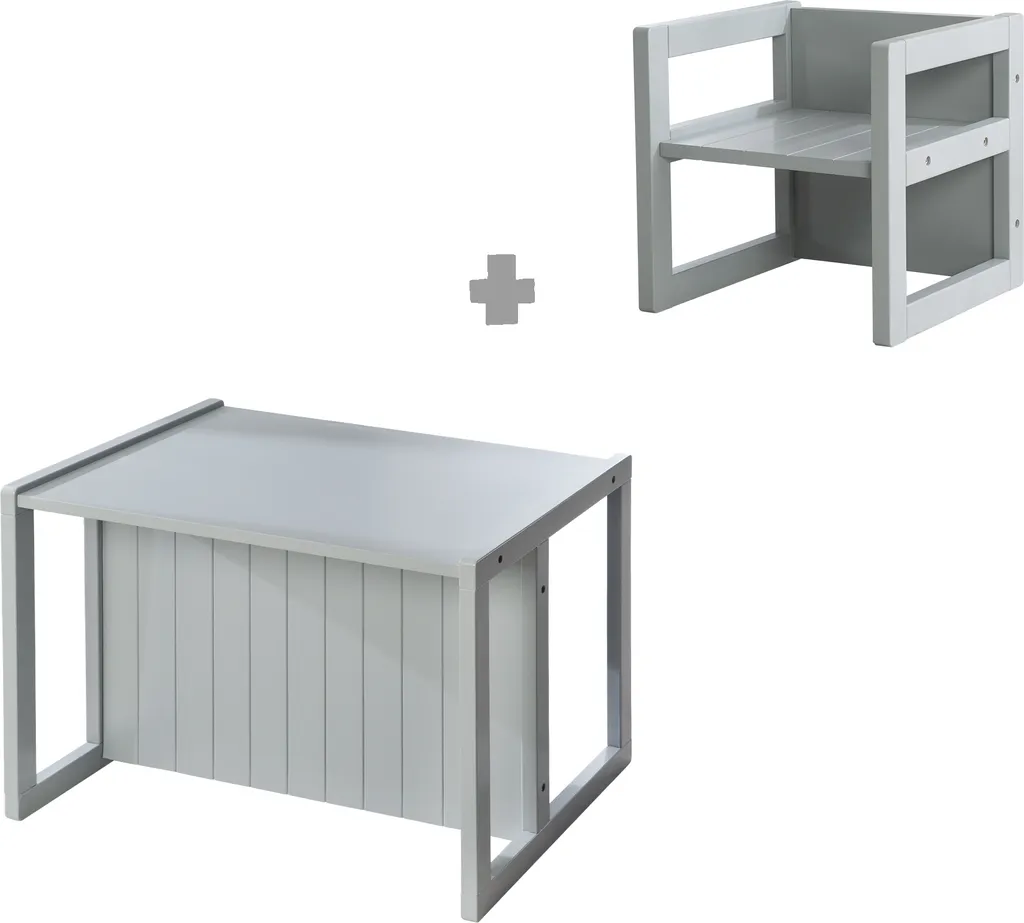 roba Set Country Bambini Grigio | Panca Tavolino e Sgabello Girevole