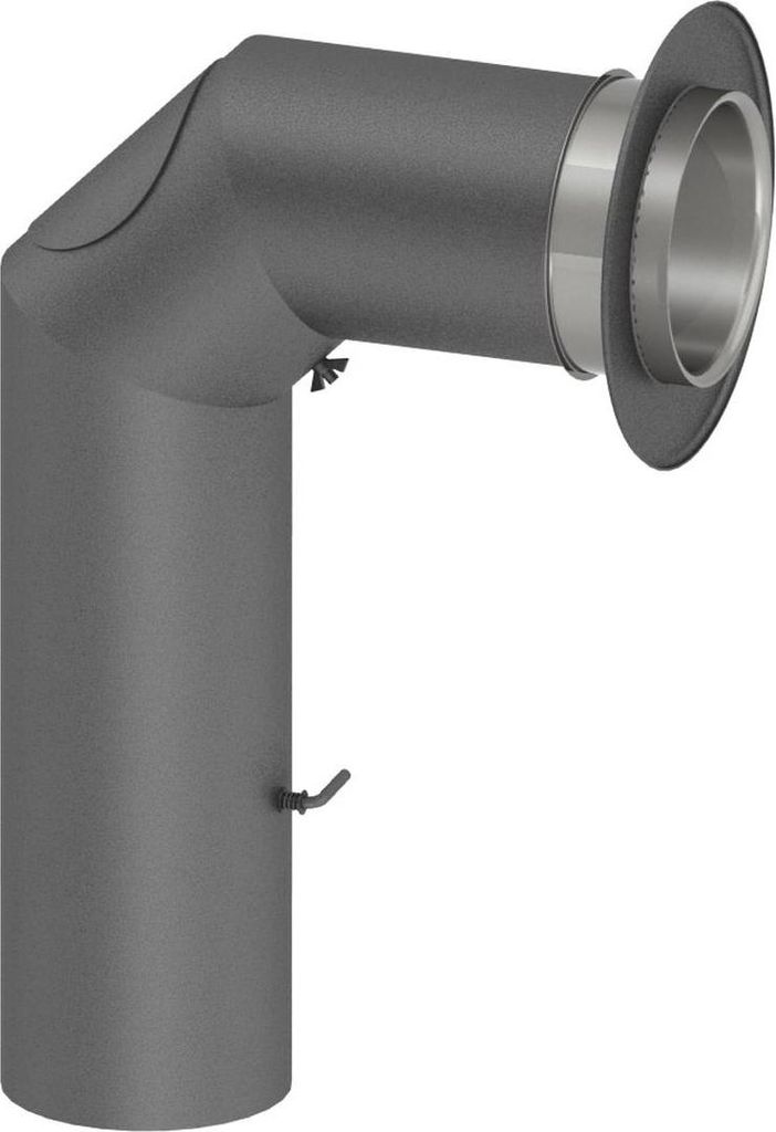 Ø 120 mm Ofenrohrset kantig - mit Tür und Drosselklappe - gussgrau
