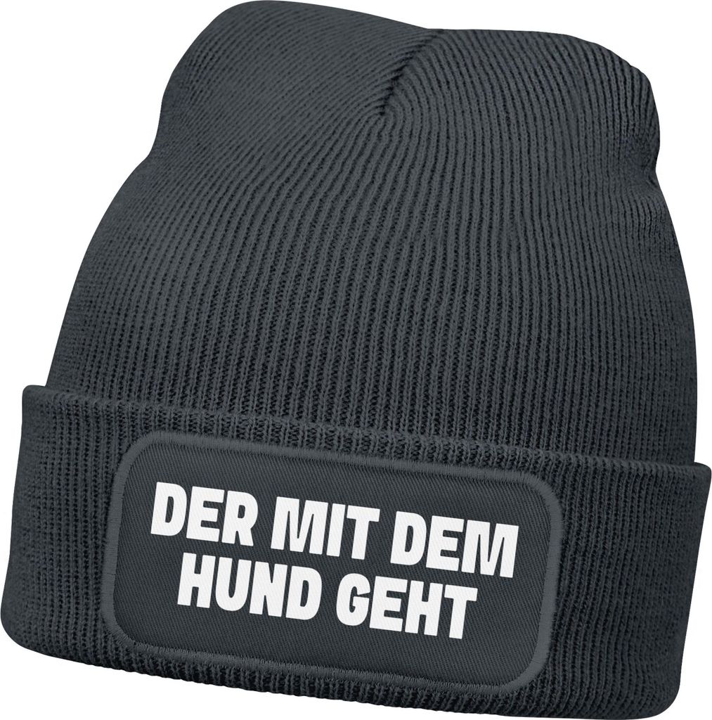 Herren Beanie Patch Spruch Gassi gehen Strickmütze mit Spruch Hundeliebhaber Aufdruck Lustig Mütze Männer Moonworks