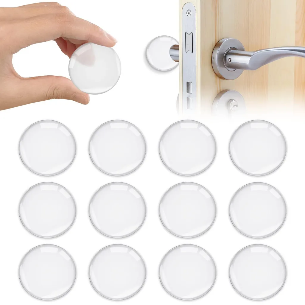 Butées de porte silicone transparent 40x8mm - Fixation forte sans trou