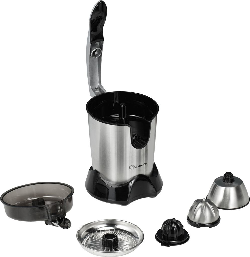 Sommertal Zitruspresse CP850 elektrische Saftpresse inkl. 2 Presskegel, manuelle Handpresse, Orangenpresse Zitronenpresse aus Edelstahl, Juicer Ent...