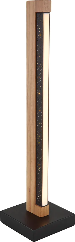 Lampe LED pour bureau et salon - Métal noir et bois brun - Éclairage doux
