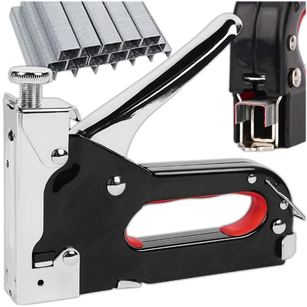 KRUMAD Handtacker Profi, Tackerpistole mit einstellbarer Schlagkraft, kompatibel mit D U T Klammern, robustes Stahlgehäuse