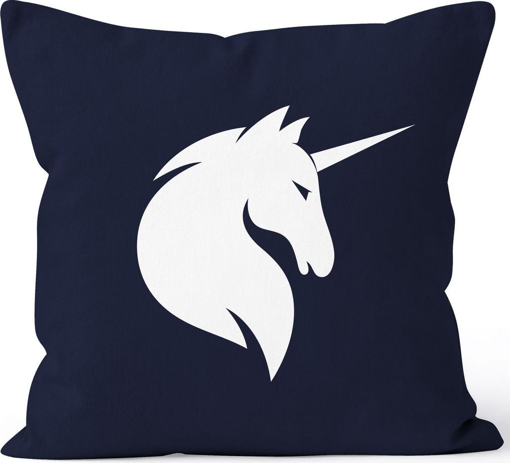 Kissenbezug Einhorn Unicorn Kissen-Hülle Deko-Kissen 40x40 Baumwolle MoonWorks navy unisize