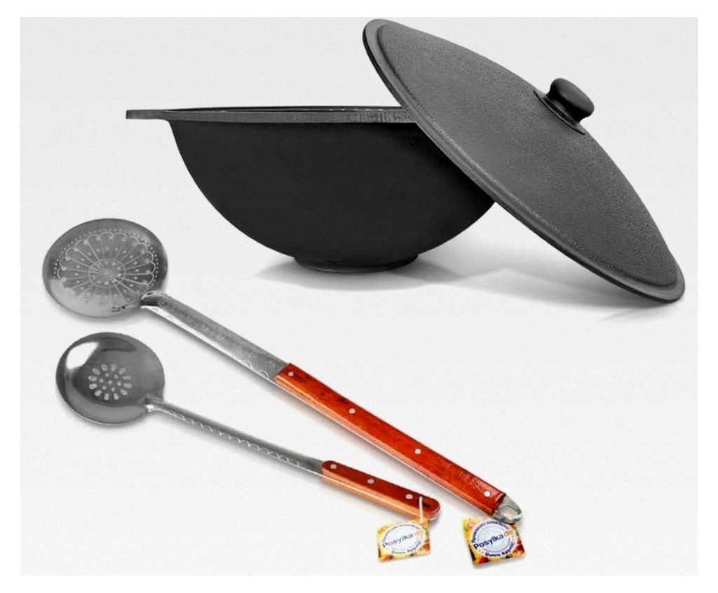 22 L Gusseisen Kazan mit 2 Schaumlöffeln und Aluminiumdeckel