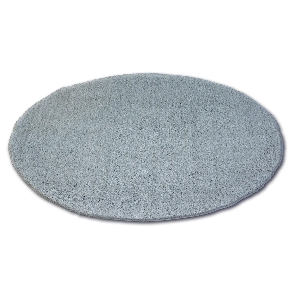 Tapis rond shaggy gris argentin 80cm de diamètre pour salon et chambre