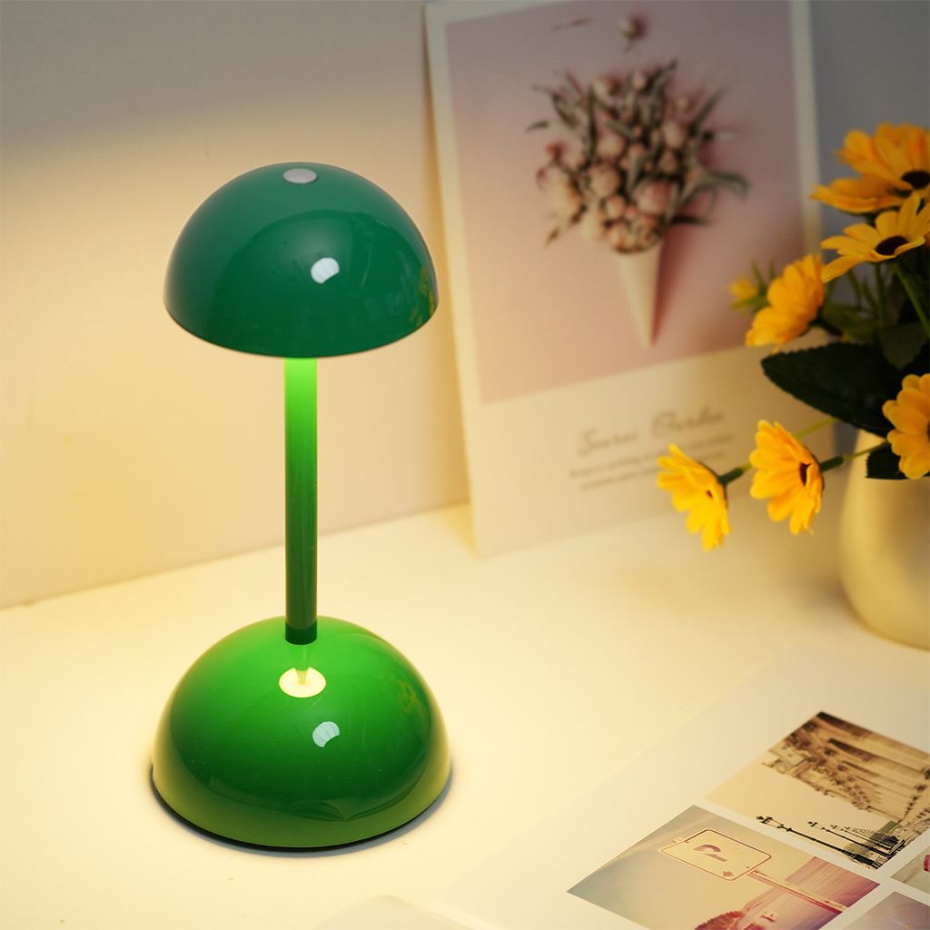 7MAGIC LED Flowerpot Tischlampe Kabellos Akku Pilz Lampe, Modern Macaron Lampe Retro Touch Dimmbar Tischleuchte mit 3 Farben Nachttischlampe für BüRo, Bars ,Wohnzimmer, Schlafzimmer, Grün