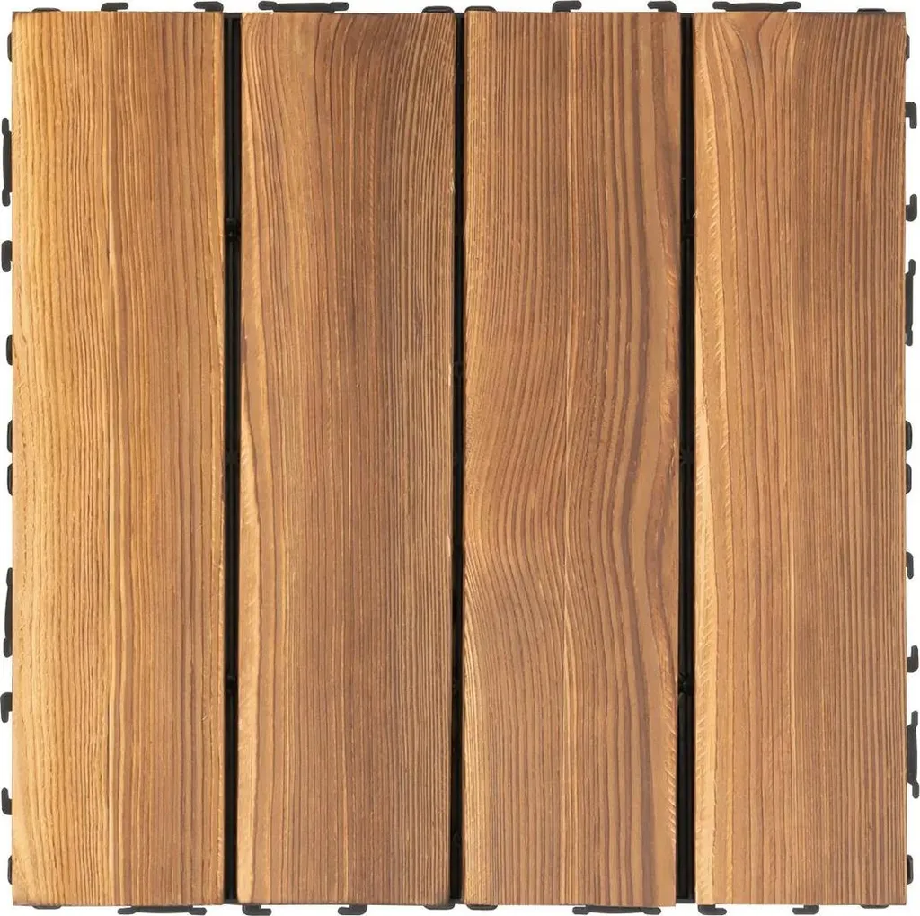 Dalles à clipser en bois pour terrasse et balcon - Lot de 36 pièces marron