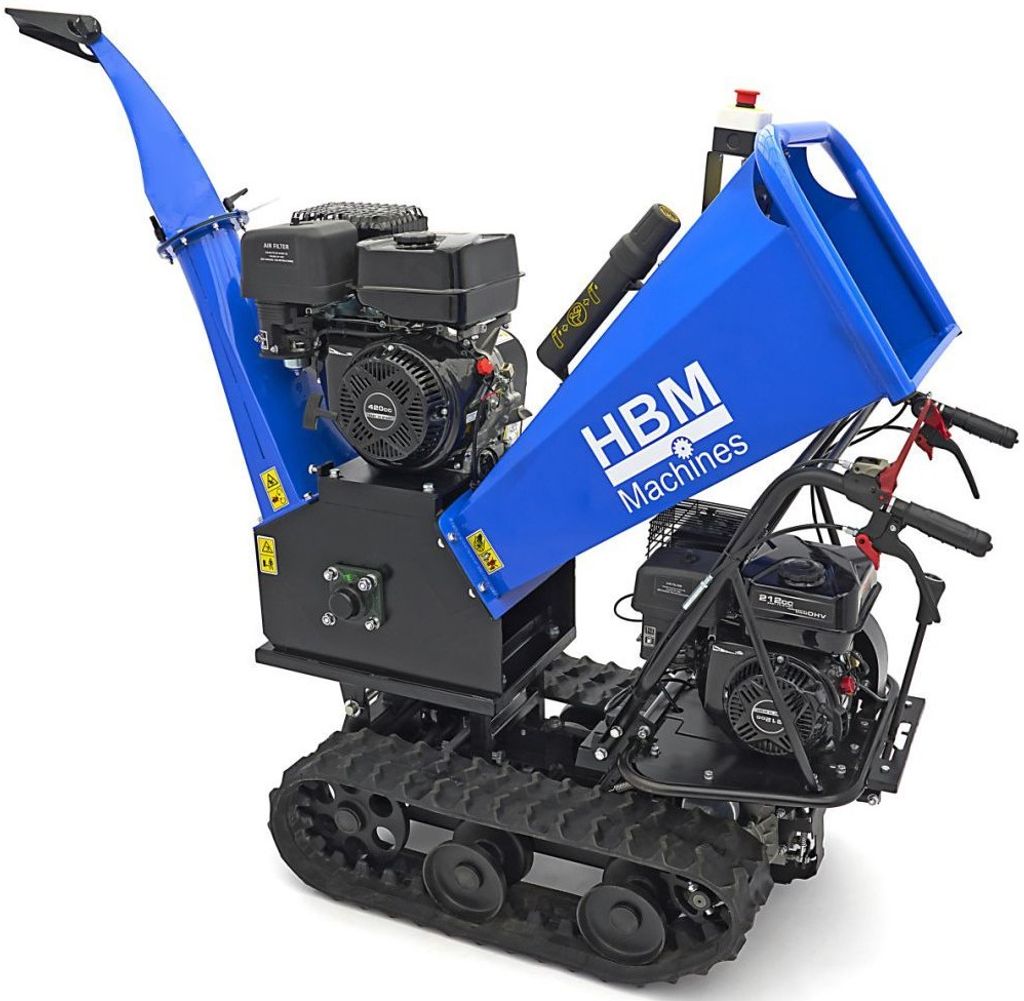HBM Professional 4-Takt 15 PS - 420 cm³ Benzin-Holzhäcksler - Raupen-Holzhäcksler