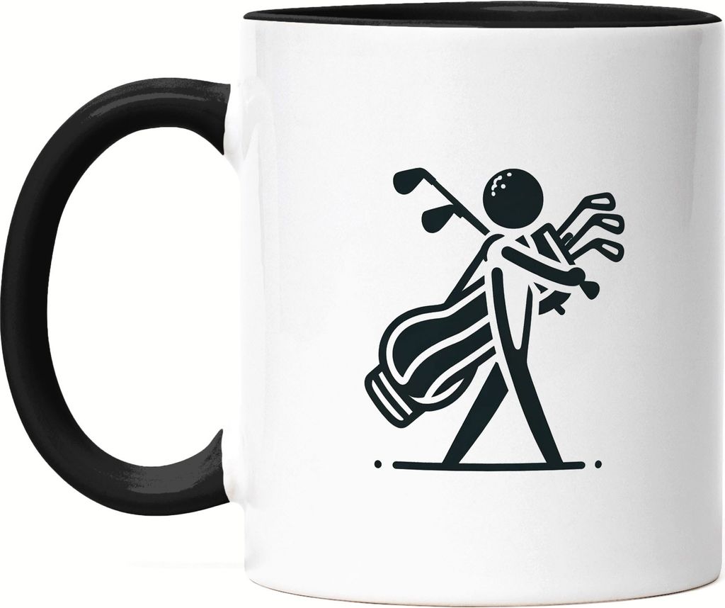 Silhouette eines Golfspielers Golfbag Tasse Schwarz - Elegantes Design
