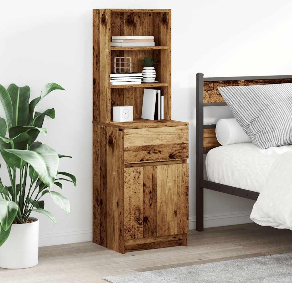 vidaXL Table de nuit imitation vieux bois 39x35x125 cm bois Image du produit 