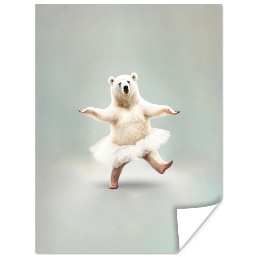MuchoWow Poster Eisbär - Tutu - Weiß - Porträt - Tiere 30x40 cm - Wandplakat - Poster Kinderzimmer