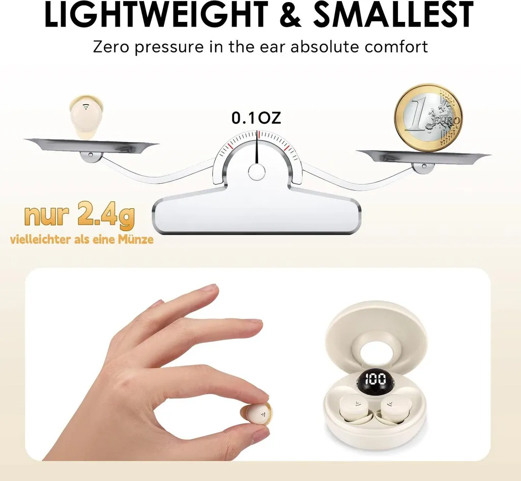 Housse de protection beige pour écouteurs de sommeil Bluetooth 5.3 - 7