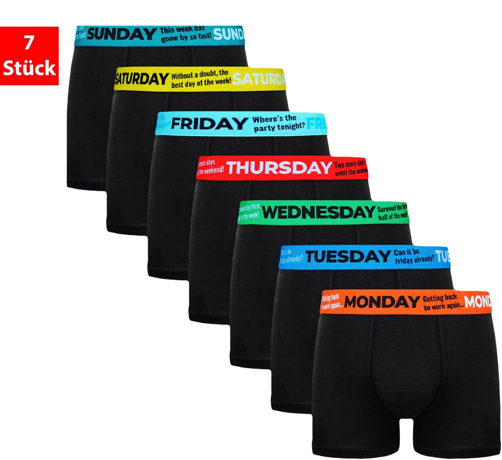TEXEMP Herren Boxershorts 7er Pack Wochentage Short Boxer Produktbild 