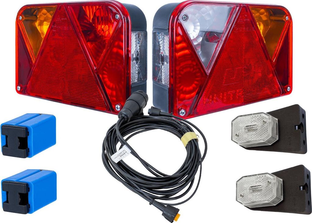 Lichtset: Dobplast Dpt35 Rückleuchten + Aspöck Flexipoint I Seitenmarkierungsleuchten + Mantes 4,5M 13Pin Kabelbaum