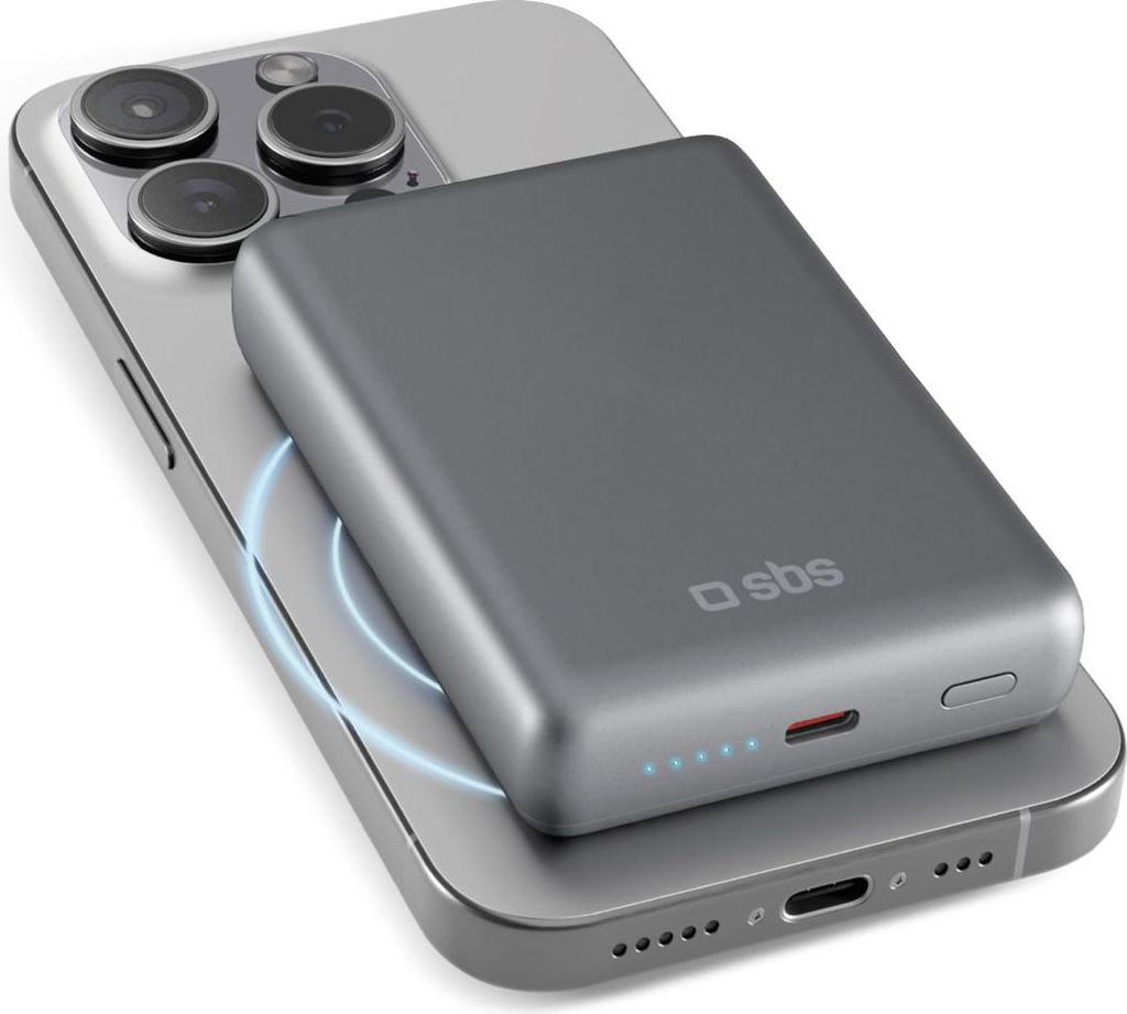SBS Powerbank 10.000mAh PD 20W MagSafe 15W aluminium