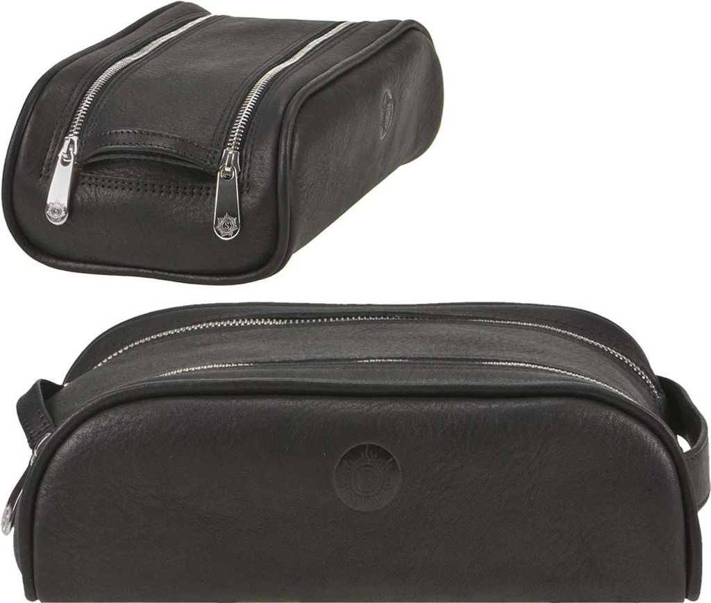 Sonnenleder Kulturbeutel Kulturtasche Leder Kosmetiktasche Toiletry Bag RESCHEN schwarz 830-240-02