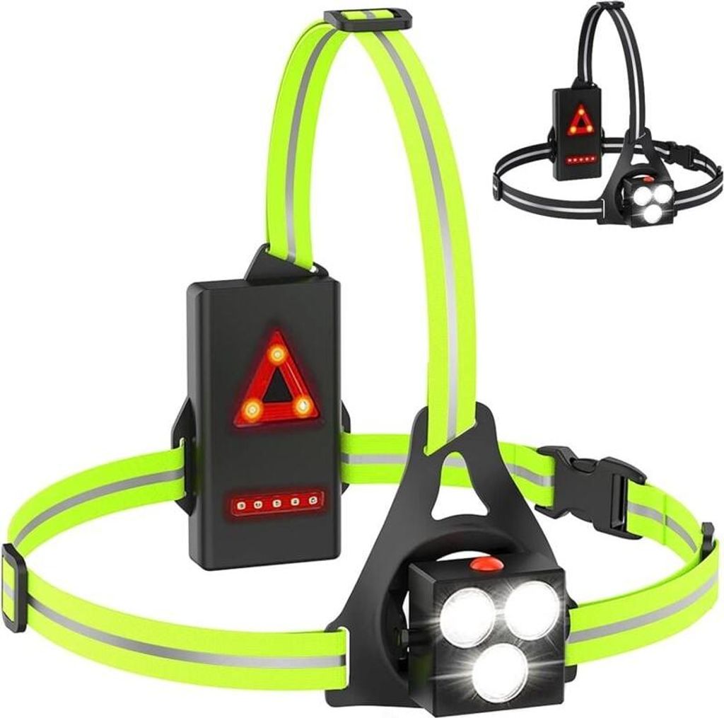 Wiederaufladbare LED-Laufleuchte für die Brust, 120° verstellbar, 500 Lumen, Laufleuchte mit reflektierenden Streifen zum Joggen und Gehen, (drei...