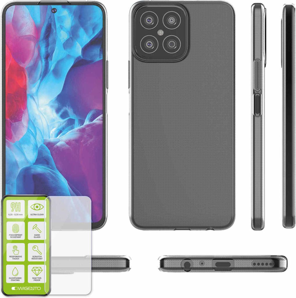 Für Honor X8 Silikon Hülle + H9 Glas Handy Tasche Etuis Cover Case Schutz