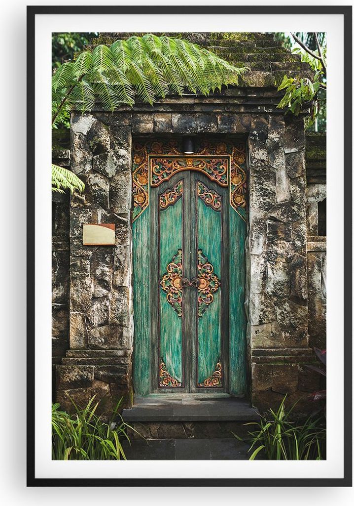 Gerahmtes Poster - Schwarzer Rahmen - Tor Tür Grün - 61x91,5 cm - Wand Bild - Wanddeko - Wandbilder - Kunstposter - Wandposter - Bilderrahmen - B...
