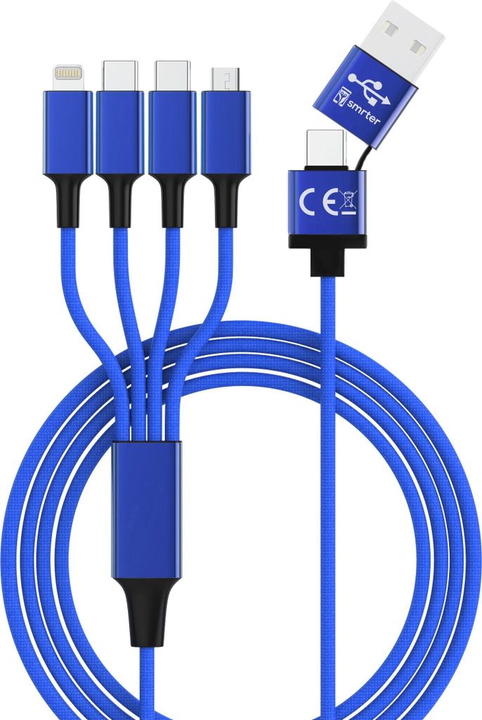smrter Hydra ELITE 6in1 Nylon-Ladekabel Typ USB-C, navyblue retail