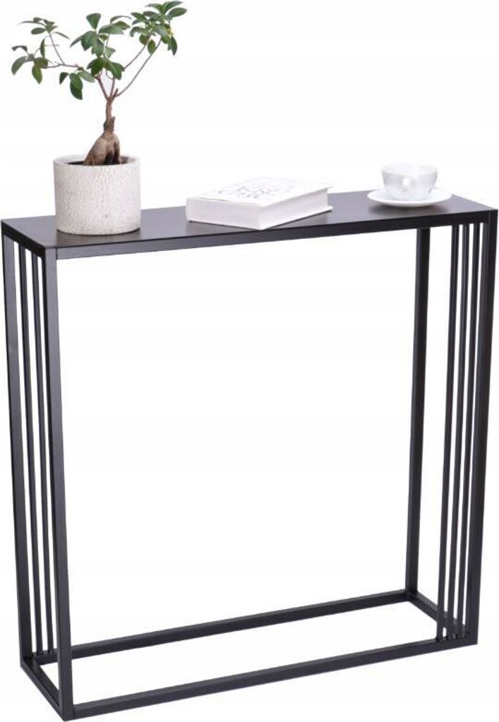 Konsolentisch Metallregal Schwarz 80x80x25cm Metallrahmen Flurtisch Dekotisch Sideboard Beistelltisch Wohnzimmer Eingangsbereich Industrial Matt