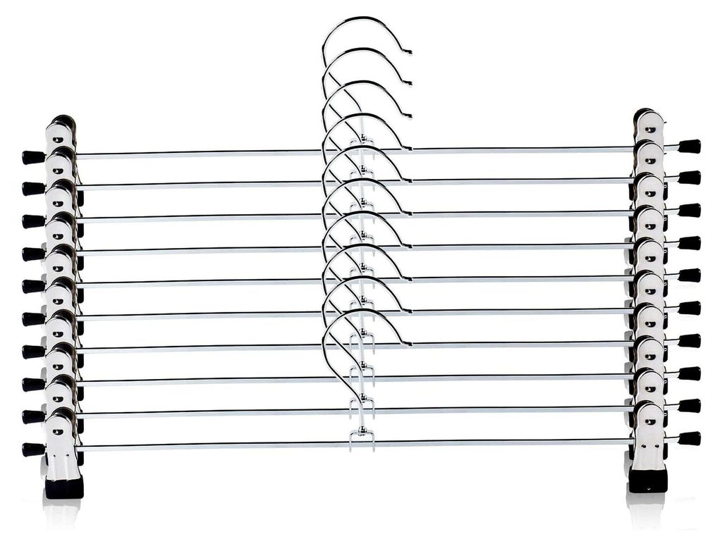 Metallhosenbügel 40 cm, Rockbügel, Kleiderbügel für Hosen und Röcke, platzsparend mit 360° drehbarem Haken, 10 Stück, Schwarz
