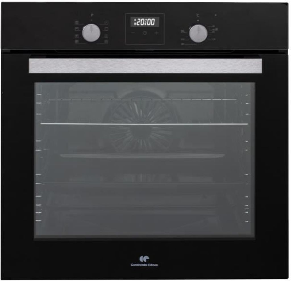Eingebauter Katalyseofen – gepulste Hitze – CONTINENTAL EDISON – F80CBIX – Schwarz und Edelstahl – L59,5 x H59,6 x T 54,68 cm