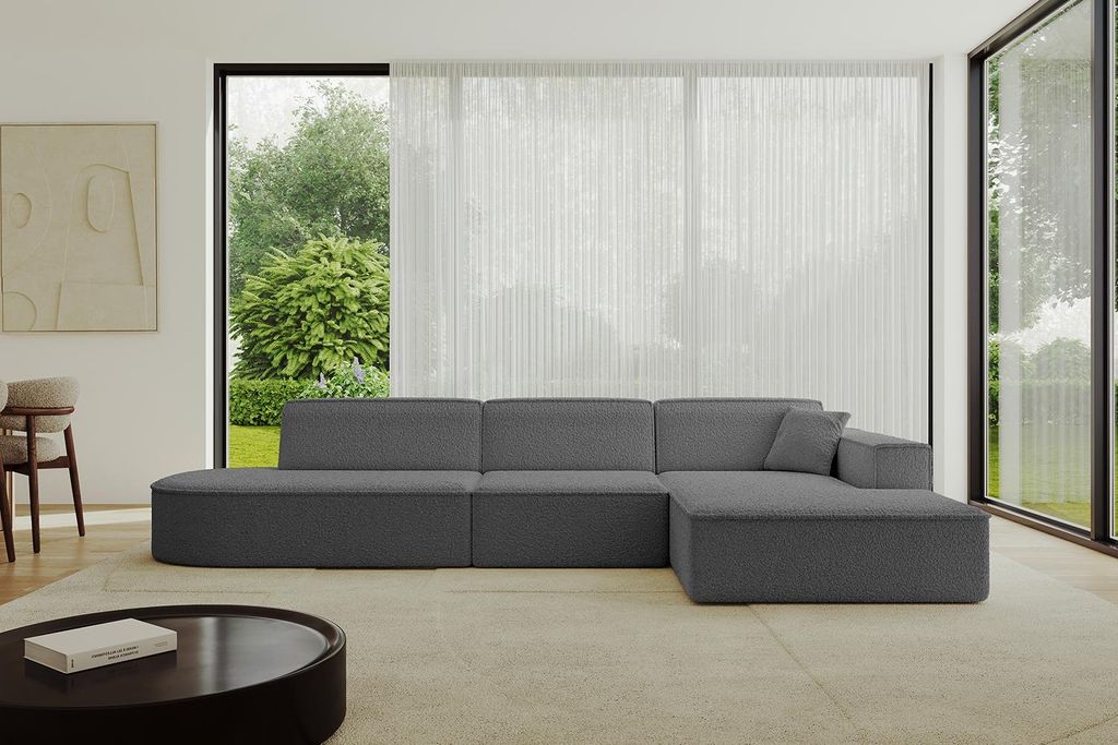 ALTDECOR Ecksofa in L-Form IREA-L2-v4 327x165x77 cm Grau Corner Sofa Eckcouch Couch Wohnlandschaft Cauchsofa