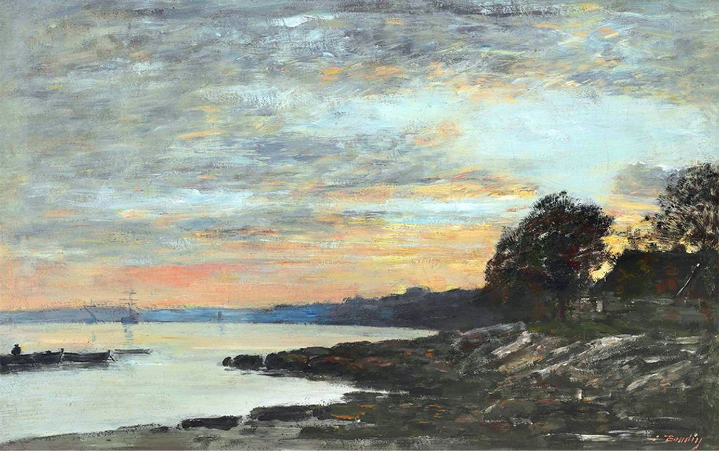 Legendarte - Kunstdruck auf Leinwand - Rade De Brest, Baie De Camfrout, Quai Des Kerhors Eugène Boudin - Wanddeko, Canvas cm. 50x80