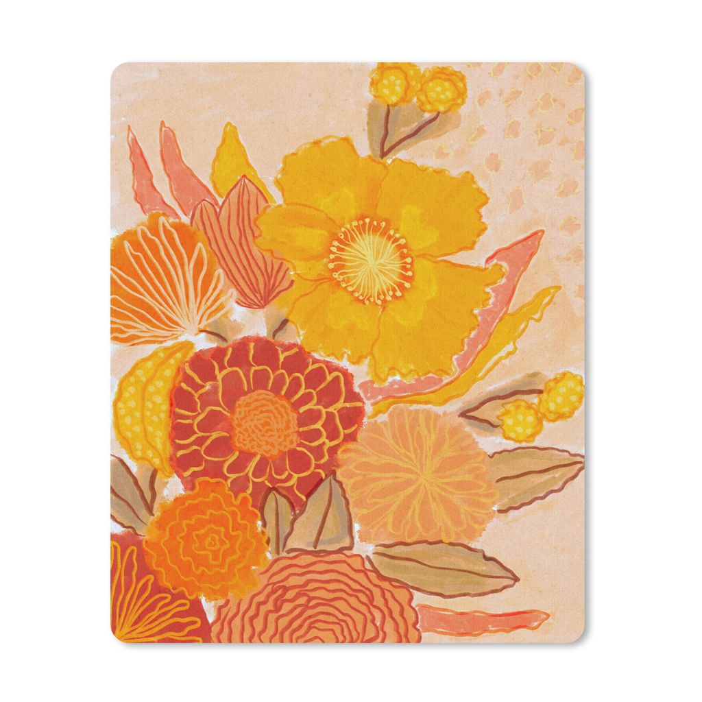 MuchoWow Mauspad Mousepad Vintage - Blumenstrauß - Blumen - Gelb - Farben 30x40 cm - Mousepads - Maus Mat - Pad - Mausunterlage - Mausmatten