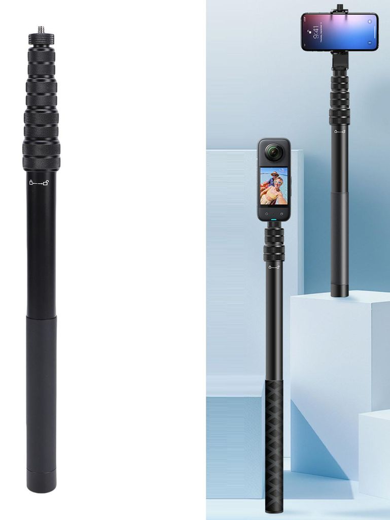 59.06in Invisible Selfie Stick Fit for Insta360 X2 X3 X4 X5 ONE RS Action Camera Extendable Selfie Pole Aluminum Alloy