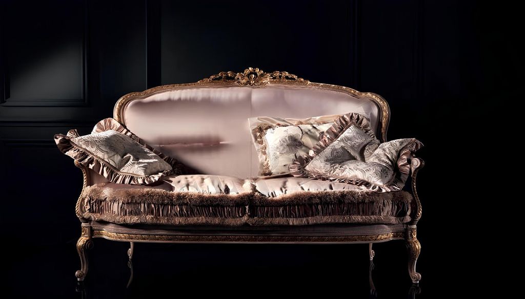 Sofa 2 Sitzer Couch Holz Polsterung Möbel Couchen Italienische Einrichtung Neu