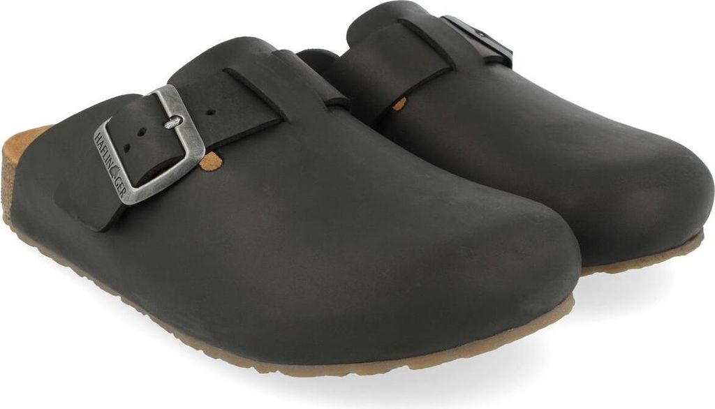 Haflinger Porto Uni Lederclog mit Korkfußbett Schwarz, 819086-701