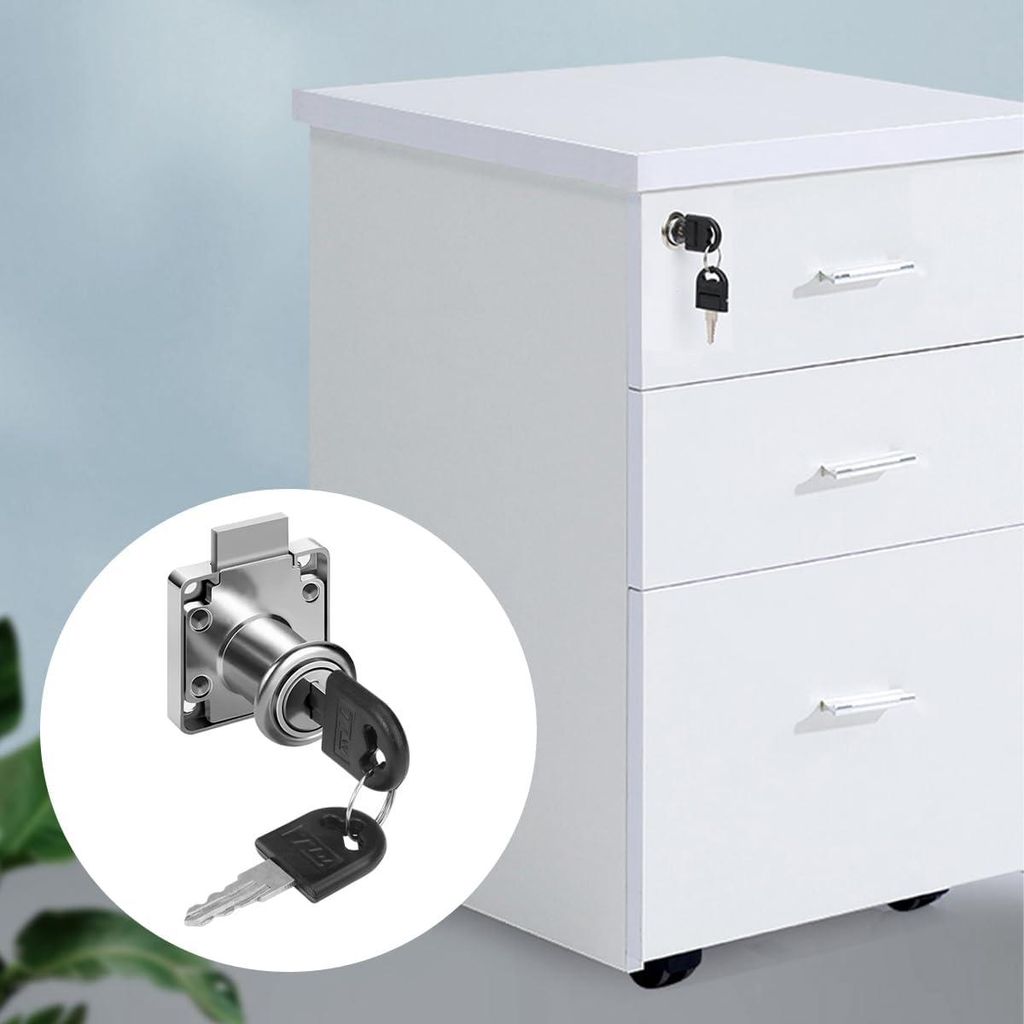 Allecto Plus - Bureauladesloten 22 mm Edelstahl - Set von 4 - Möbelschlösser für Schränke - Zylinderschlösser - Inklusive verschiedener Schlü...