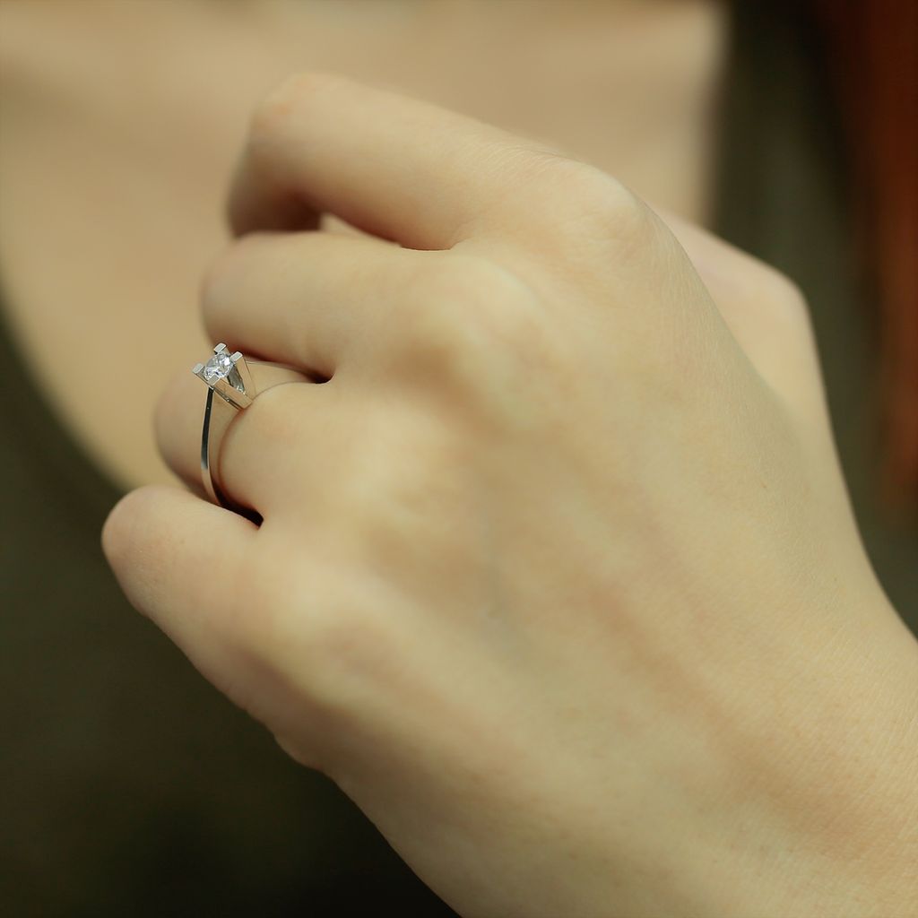 0,24 Carat Diamant Antragsring 14 Karat Weißgold - 49 (15,60 mm)