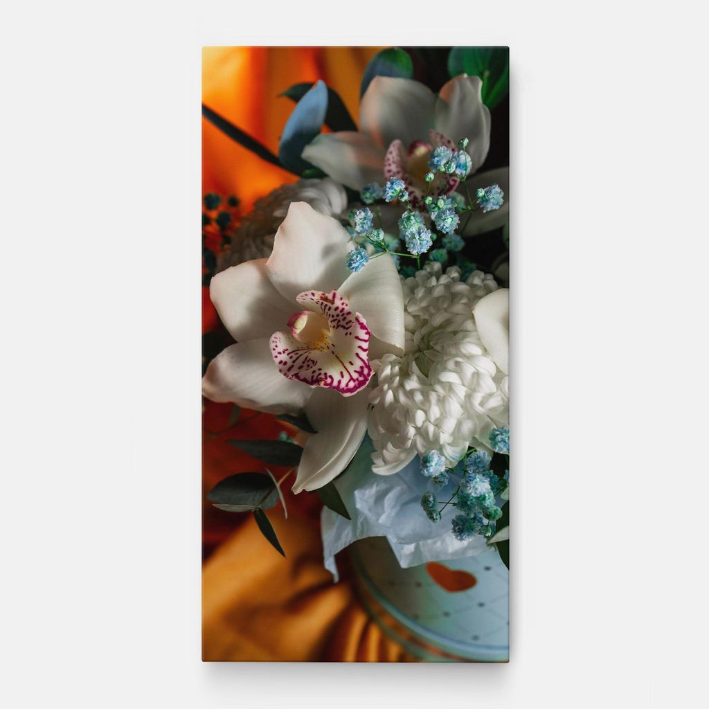 ARTHUB Leinwandbild 50x100 cm, Orchid In Vase | Wohnzimmerdekoration, Hängende Bilder, Wanddekoration, Heimdekoration, Blumen, Orchideen