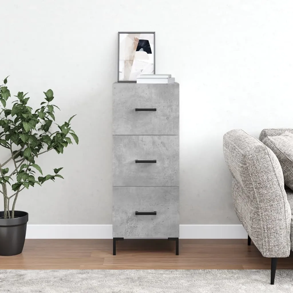 vidaXL Credenza grigio cemento 34,5x34x90 cm materiale a base di legno