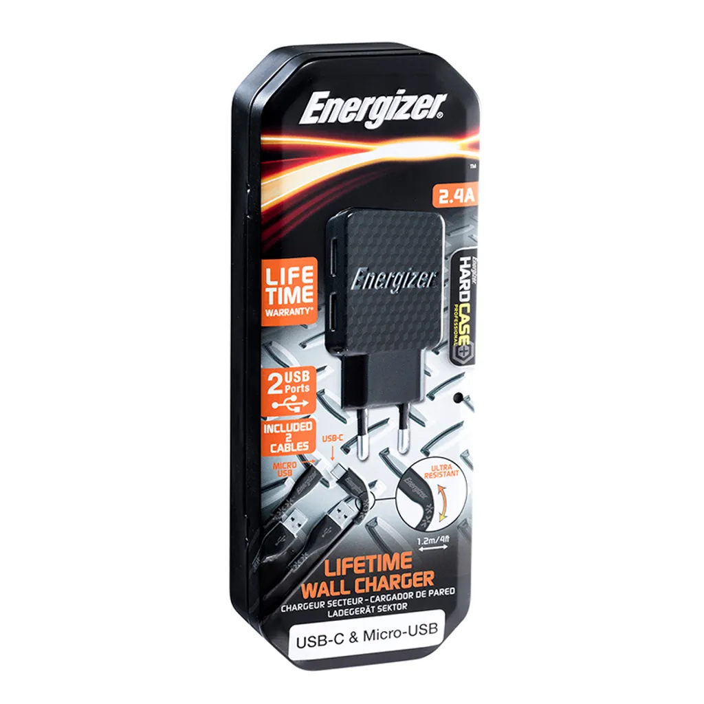 Chargeur Secteur Energizer HardCase Ultra Résistant + 2 Câbles Inclus - 7