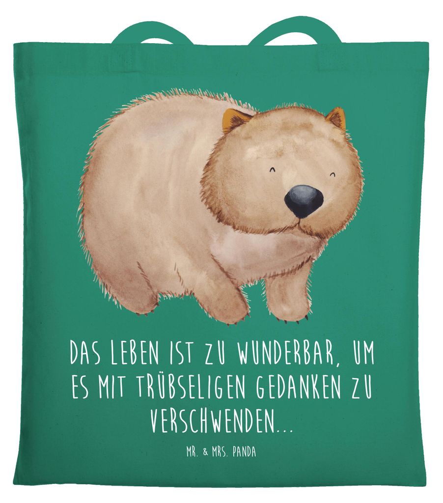 Mr. & Mrs. Panda Schultasche Wombat - Mint - Geschenk, Tasche, Spruch, Tote Bag, Shopping, Australien, Das Leben Ist schön, Motivation, Lustige Sp...